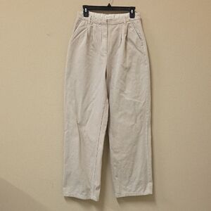 Abercrombie&Fitch High-Waist  Wide Leg Cotton Khakis Trousers in  Beige 28/6